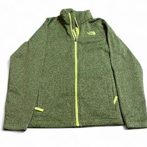 The North Face boys Green Heather Full-Zip with Lime Trim